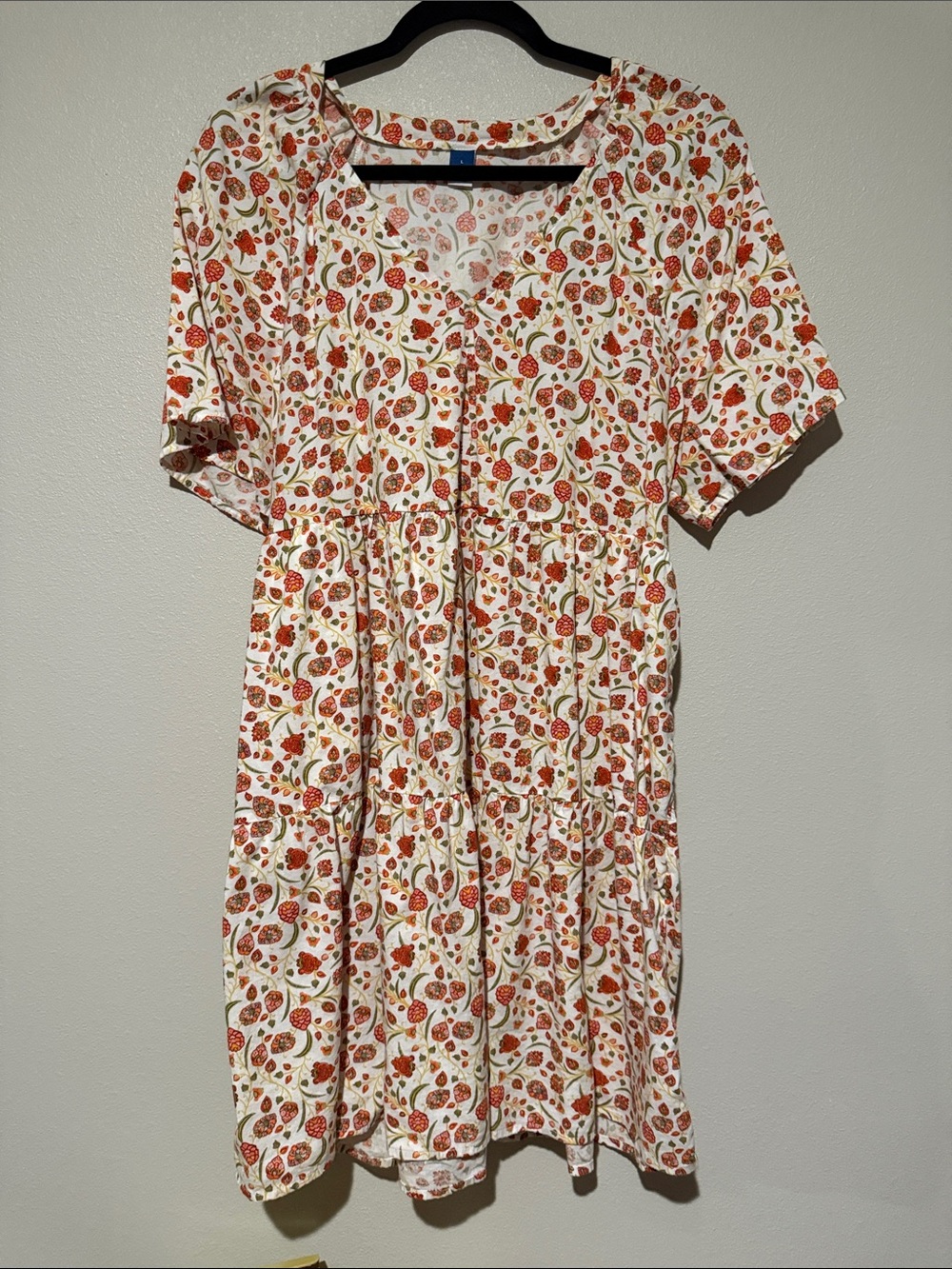 Old Navy White Mini Dress with Orange Floral Print